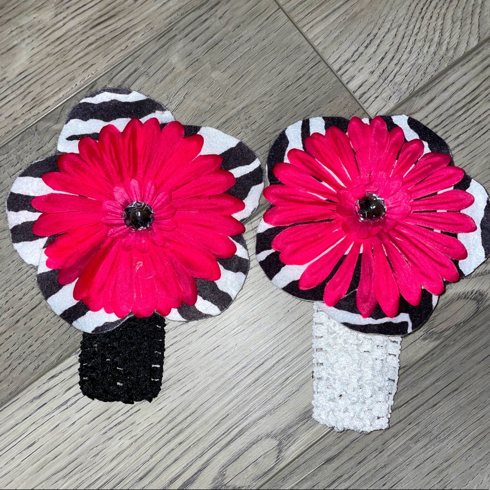 Child’s Hot Pink & Zebra Flower Headband